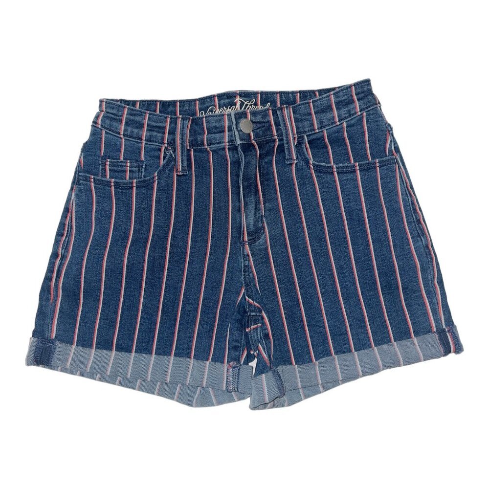 Universal Tread High Rise Red white and blue striped shorts women's size 00/24